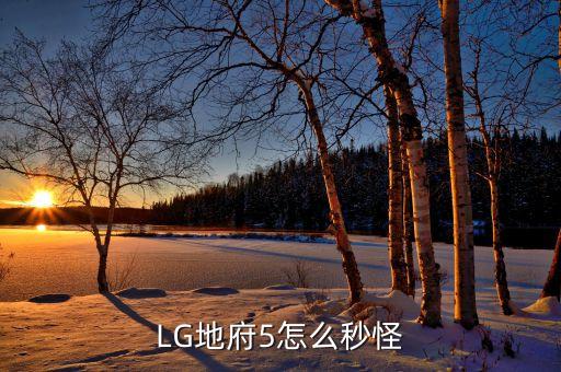 LG地府5怎么秒怪