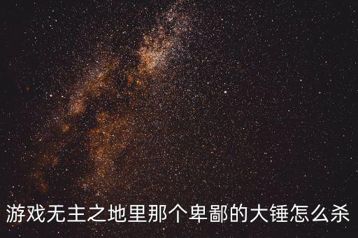 游戏无主之地里那个卑鄙的大锤怎么杀