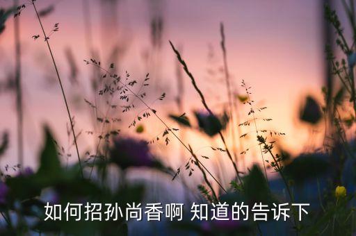 如何招孙尚香啊 知道的告诉下