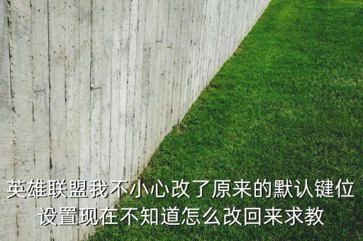 英雄联盟我不小心改了原来的默认键位设置现在不知道怎么改回来求教
