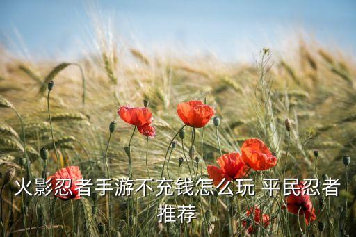火影忍者手游不充钱怎么玩 平民忍者推荐