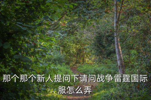 那个那个新人提问下请问战争雷霆国际服怎么弄