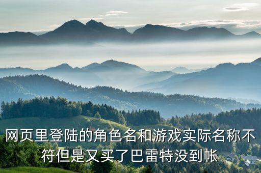 网页里登陆的角色名和游戏实际名称不符但是又买了巴雷特没到帐