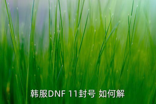 韩服DNF 11封号 如何解