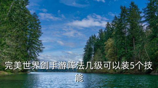 完美世界剑手游阵法几级可以装5个技能