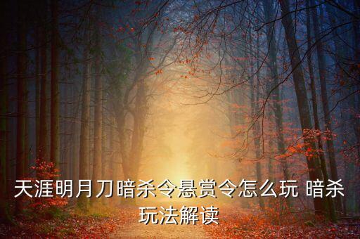 天涯明月刀暗杀令悬赏令怎么玩 暗杀玩法解读