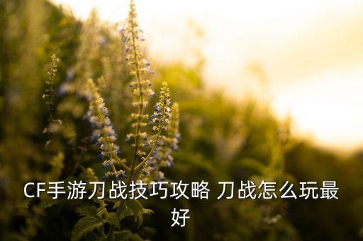 CF手游刀战技巧攻略 刀战怎么玩最好