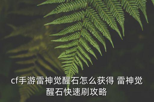 cf手游雷神觉醒石怎么获得 雷神觉醒石快速刷攻略