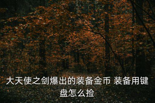 大天使之剑爆出的装备金币 装备用键盘怎么捡