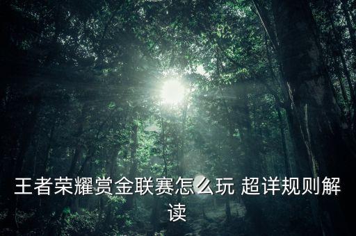 王者荣耀赏金联赛怎么玩 超详规则解读